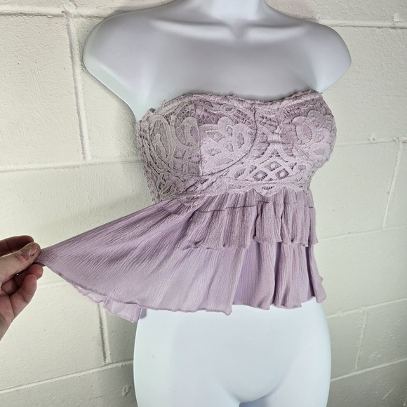 Free People One Adella Corset Cami Lilac Lace Strapless Top - Picture 7 of 11
